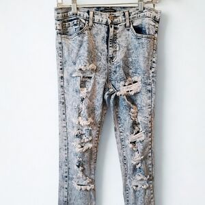 Flying Monkey Jeans 30 Distressed Acid Wash Punk Grunge